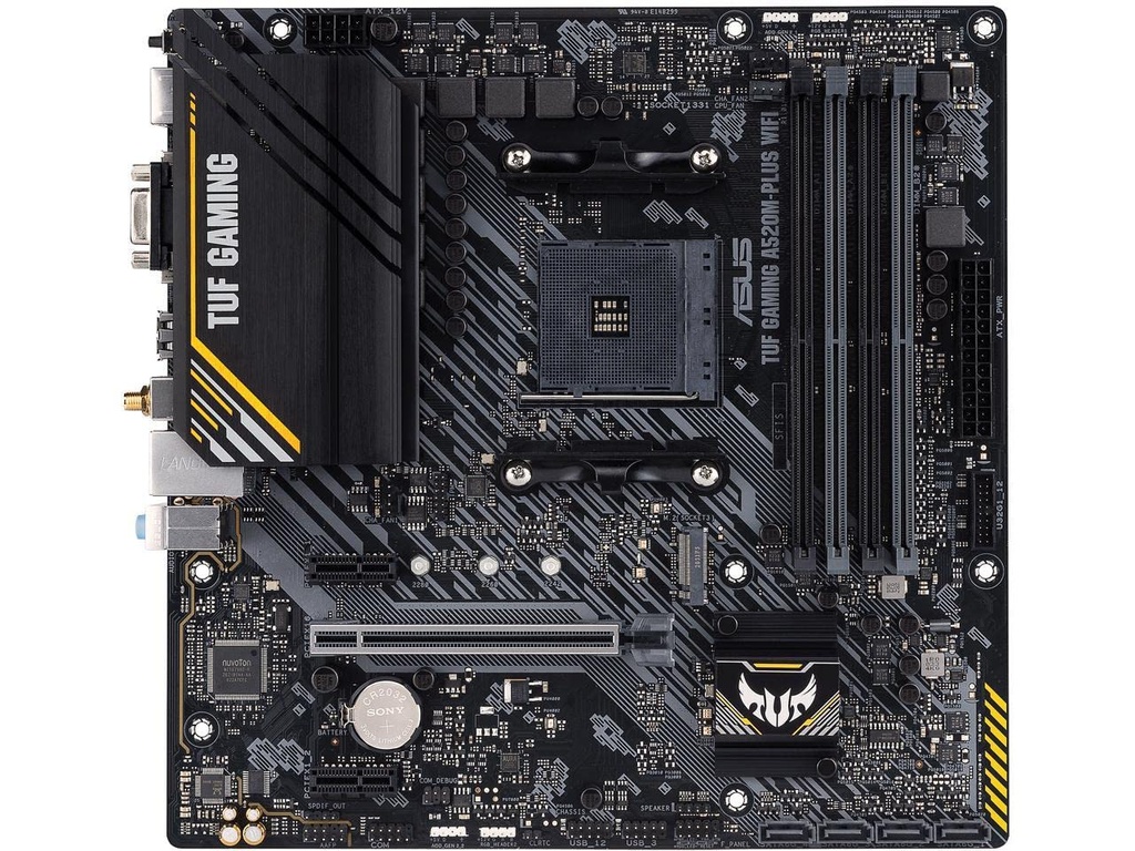 ASUS TUF Gaming A520M-PLUS (WiFi) AMD AM4 (3ª generación Ryzen™) placa base microATX (soporte M.2, Wi-Fi 802.11ac, DisplayPort, HDMI, D-Sub, USB 3.2 Gen 1 Type-A y Aura direccionable Gen 2