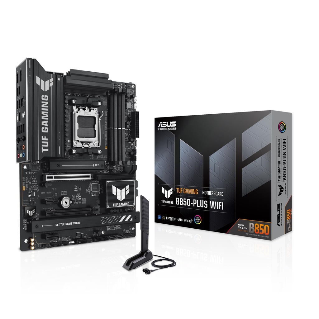 ASUS TUF Gaming B850-PLUS WiFi AMD AM5 B850 ATX Placa base, 14+2+1 80A etapas, AI Ready, DDR5, PCIe 5.0, 3X M.2, Wi-Fi 7, LAN de 2.5 Gb, DisplayPort, HDMI™, USB 10Gbps y 20Gbps Type-C®, BIOS