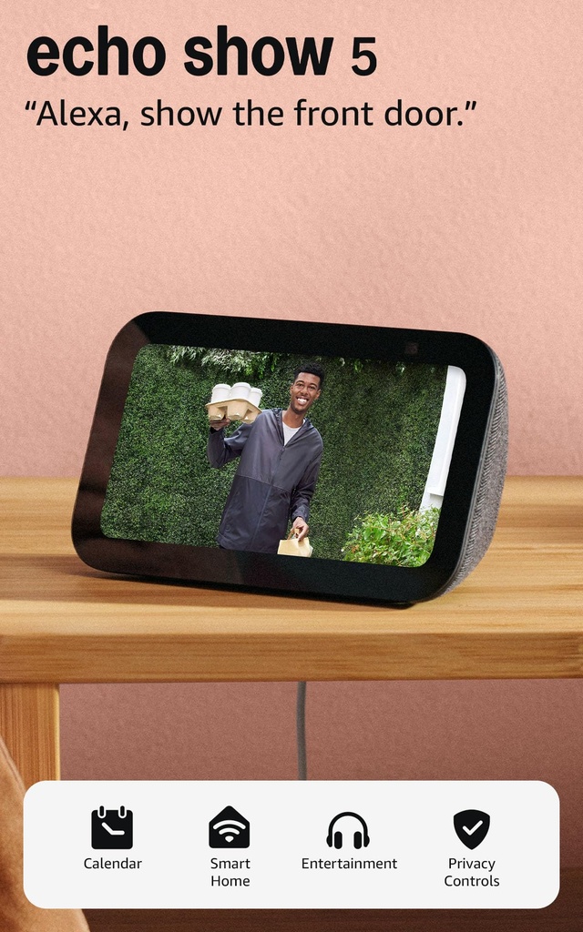 Amazon Echo Show, Pantalla inteligente con 2x bajo y sonido claro, Carbón