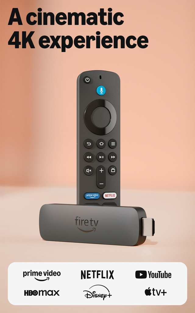 Amazon Fire TV Stick 4K (modelo más reciente), con búsqueda de Fire TV con IA, Wi-Fi 6, streaming de más de 1.5 millones de películas y series, TV en vivo y gratis
