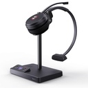 Auriculares Inalámbricos Mono Yealink WH62 para equipos de Microsoft, DECT inalámbricos con 2 micrófonos de cancelación de ruido para teléfono IP y PC