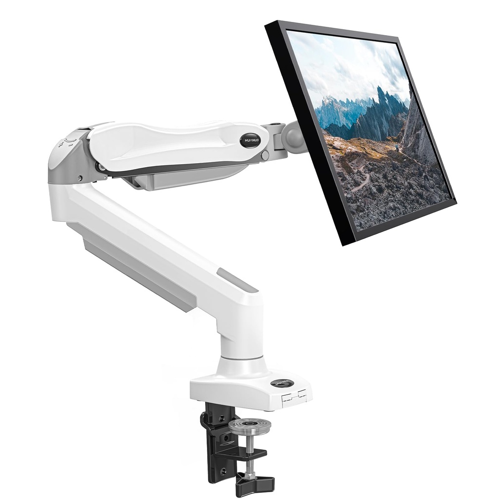 Base Para Monitor HUANUO a GAS Para Monitor 17" a 32" - Hasta 8Kg - (Blanca)