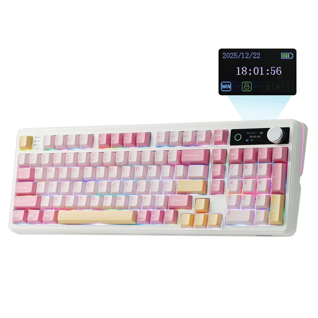EPOMAKER TH99 PRO Teclado mecánico 96% con pantalla y perilla, 10000mAh, 2.4 GHz/BT, intercambio en caliente, controlador personalizado, retroiluminación RGB, tecla PBT, teclado inalámbrico para129,99