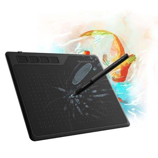 [TDG-00010540] GAOMON Tableta de dibujo S620 de 6.5 x 4 pulgadas con lápiz pasivo 8192 4 teclas expresas personalizables para arte digital, pintura, reproducción OSU, compatible con PC con Windows, Mac