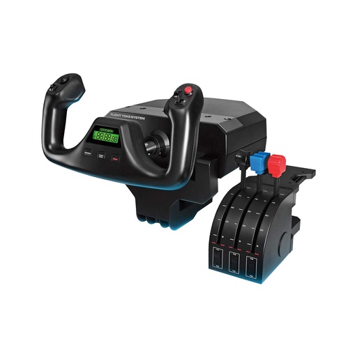 [SMC-00012921] Logitech G PRO Sistema de yugo de vuelo, cuadrante profesional de yugo de simulación y acelerador, 3 modos, 75 controles programables, perillas configurables, eje de acero, USB, PC, color negro