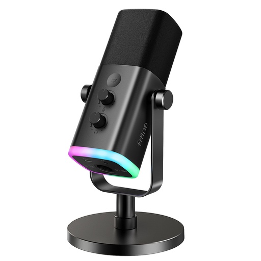 [MCRF-00009093] Microfono FIFINE AM8 Negro - Conexion XLR/USB - Iluminacion RGB - Con Conector para auriculares.