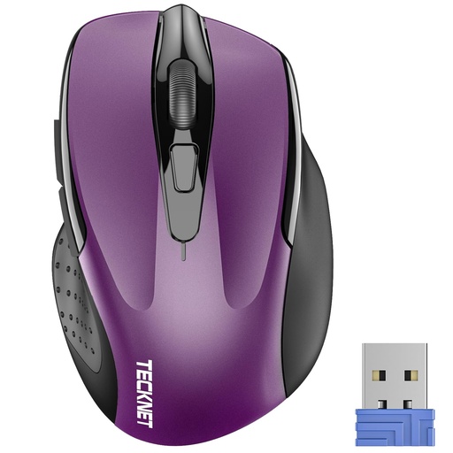 [MUSE-00011317] Mouse óptico ergonómico TeckNet Pro 2.4 G con nanorecibidor USB para portátil, ordenador, Chromebook, Macbook, 6 botones, batería de 24 meses, 5 niveles de ajuste de DPI.