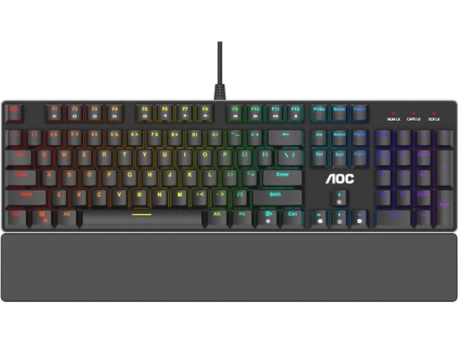 [TCL-00006214] Teclado mecánico AOC RGB completo para juegos, interruptores azules Outemu de 104 teclas (GK500)