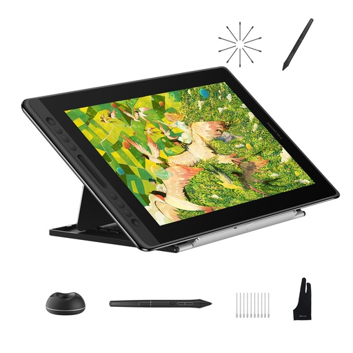 [TDG-00012371] HUION Kamvas Pro 16 V2 - Tableta de dibujo con pantalla de 16384 niveles sin batería, soporte de inclinación de 0.07 oz IAF, vidrio AG completamente laminado de 15.6 pulgadas, barra táctil inteligente