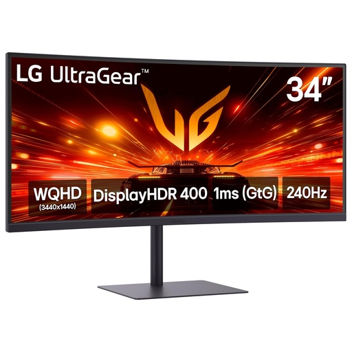 [MNT-00012699] LG 34G630A-B Monitor curvo para juegos Ultragear WQHD (3440 x 1440) de 34 pulgadas, 240Hz, 1ms, FreeSync Premium, DisplayHDR 400, altavoz integrado, HDMI, DisplayPort, USB Type-C, soporte de 
