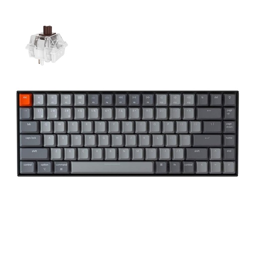 [TCL-00013239] Keychron Teclado mecánico inalámbrico K2 75% Layout RGB Bluetooth con interruptor marrón Gateron G Pro, anti fantasma/N-Key Rollover, teclado compacto de 84 teclas USB con cable para juegos para Mac Windows-Versión 2 