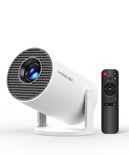 [PR-00077] Magcubic HY300PRO Mini proyector con WiFi y Bluetooth, soporte 4K inteligente proyector portátil Keystone automático, control remoto de mouse de aire, control de voz, rotación de 180 grados, proyector