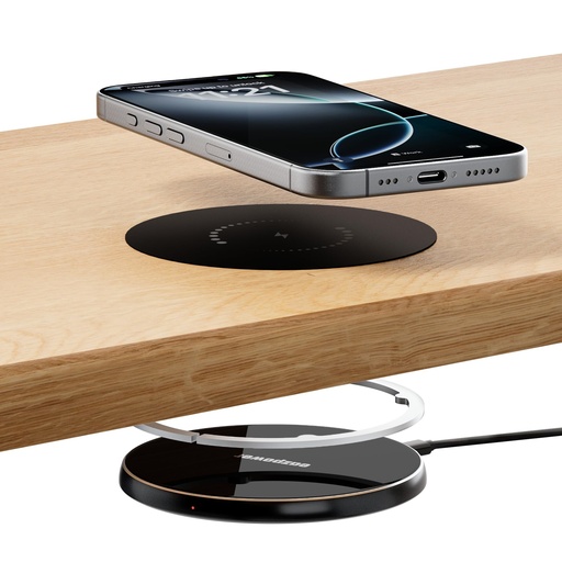 [PR-00112] Eazpower Cargador inalámbrico invisible, cargador inalámbrico de 0.000-1.181 in debajo del escritorio, doble uso en o oculto debajo de la mesa de carga para mesita de noche para iPhone 17/17 Pro/17 Pro Max/17 Air/16/15/14/Samsung Phone