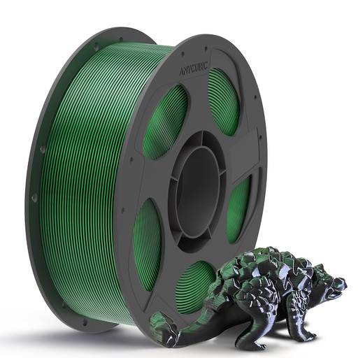 [PR-00255] ANYCUBIC - Bobina reutilizable de filamentos para impresora 3D, PLA, doble color, sedosos, coextrusión cromada, cambio de color, 1.75 mm, precisión dimensional +/- 0.02 mm, 1 kg, negro verde 