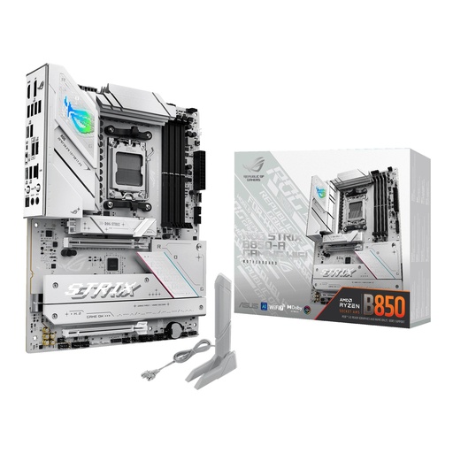 [TJM-00012273] ASUS ROG Strix B850-A Gaming WiFi AMD AM5 B850 ATX Placa base 14+2+2 etapas de potencia, DDR5 AEMP, LAN 2.5G, WiFi 7 con antena Q, 4X M.2, PCIe® 5.0, USB 20Gbps tipo C, AI Networking II, ASUS AI